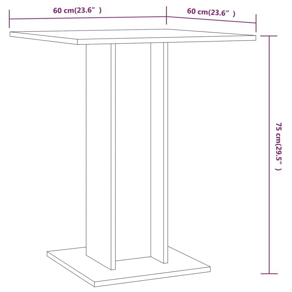 Bistropöytä ruskea tammi 60x60x75 cm tekninen puu hinta ja tiedot | Ruokapöydät | hobbyhall.fi