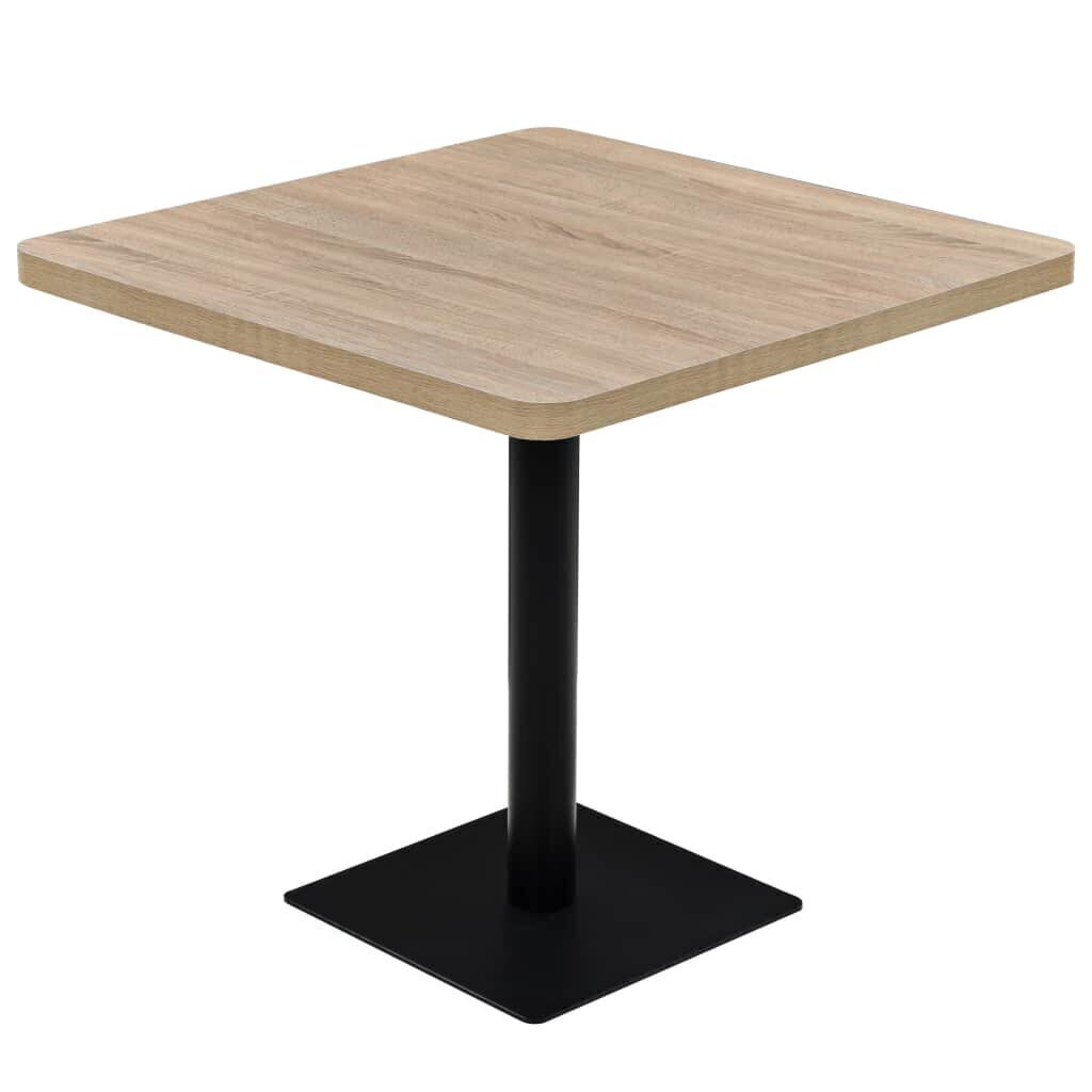 Bistropöytä MDF ja teräs neliö 80x80x75 cm tammenvärinen hinta ja tiedot | Ruokapöydät | hobbyhall.fi