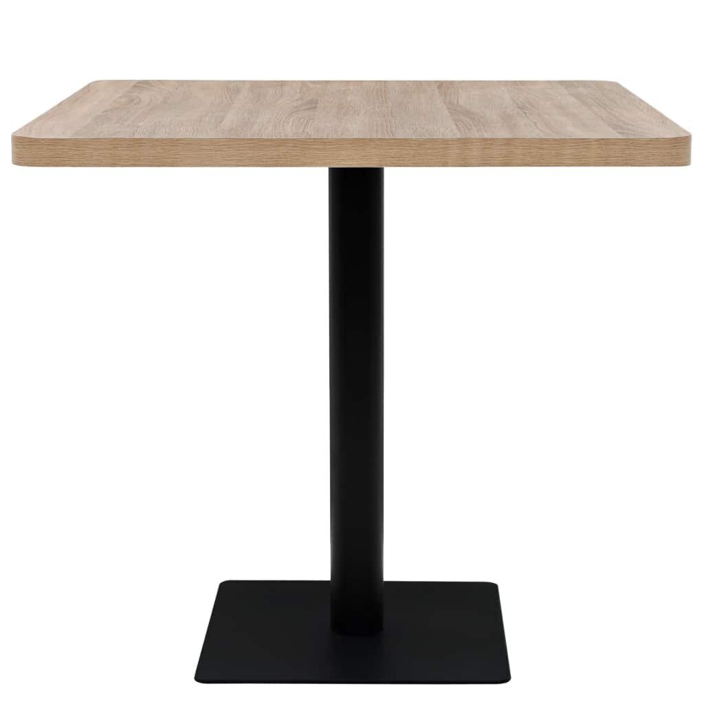 Bistropöytä MDF ja teräs neliö 80x80x75 cm tammenvärinen hinta ja tiedot | Ruokapöydät | hobbyhall.fi