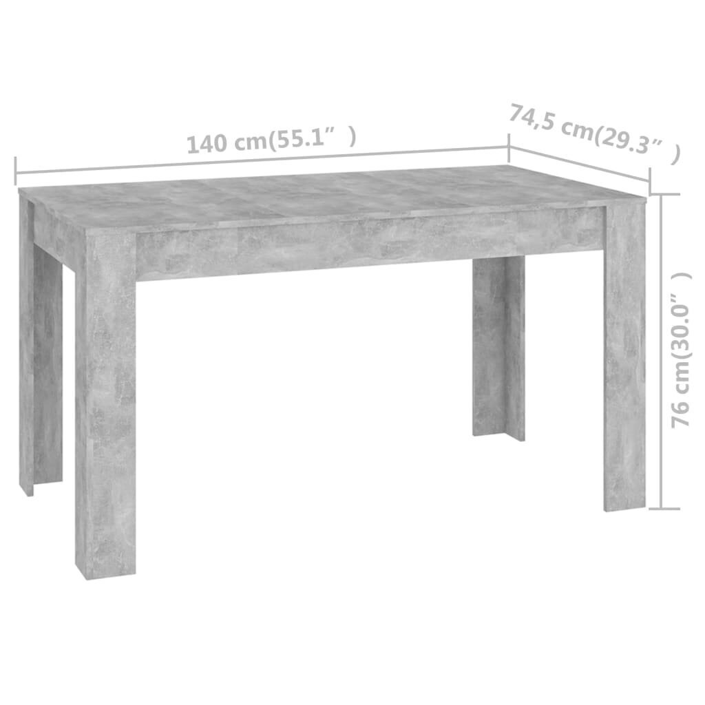 Ruokapöytä betoninharmaa 140x74,5x76 cm lastulevy hinta ja tiedot | Ruokapöydät | hobbyhall.fi