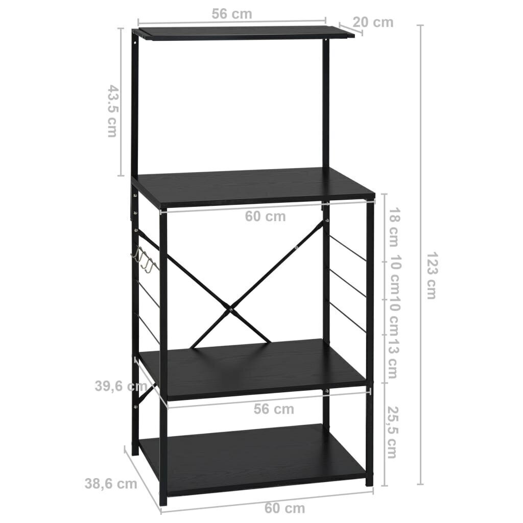 Mikroaaltouunikaappi musta 60x39,6x123 cm tekninen puu hinta ja tiedot | Keittiön kaapit | hobbyhall.fi