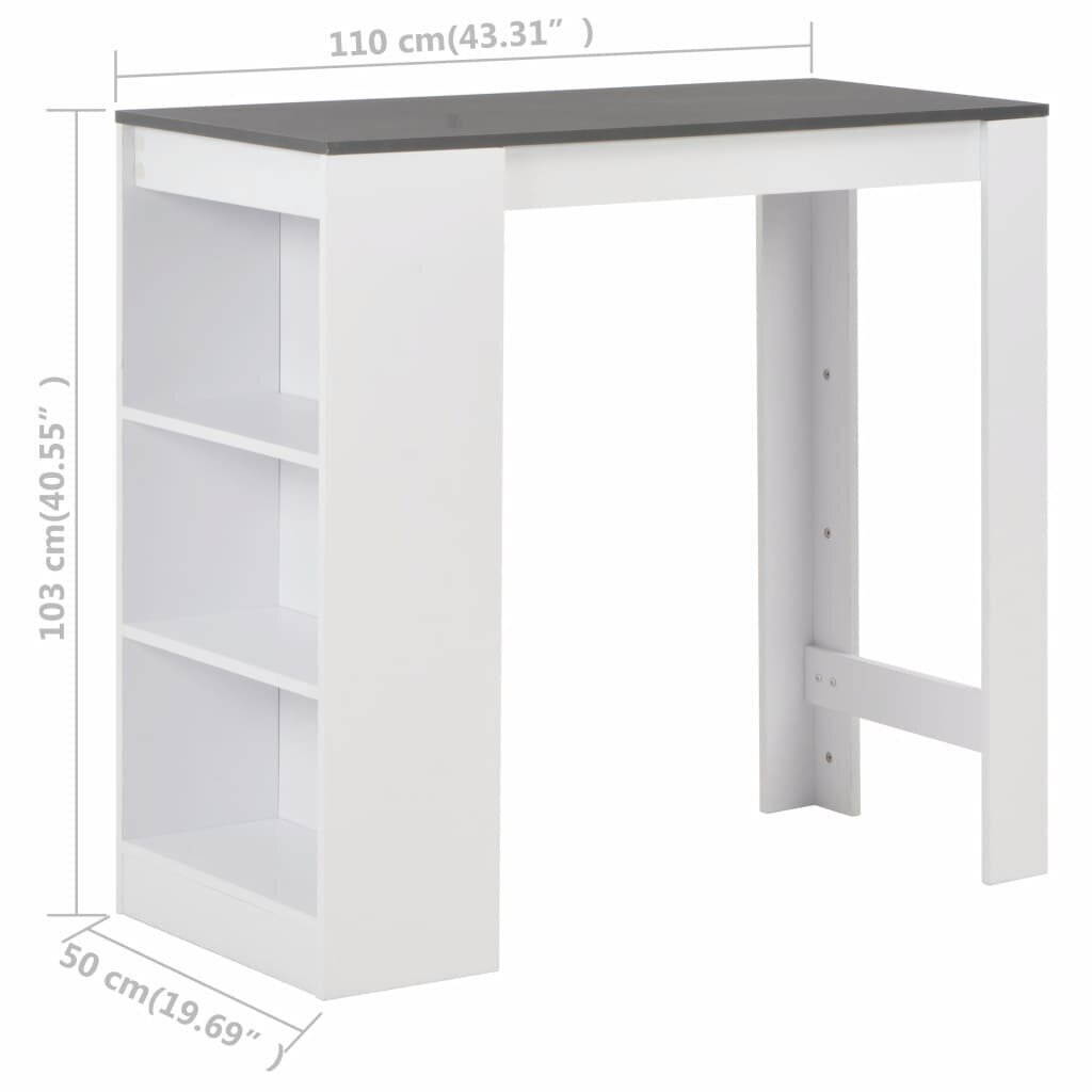 Baaripöytä hyllyllä valkoinen 110x50x103 cm hinta ja tiedot | Ruokapöydät | hobbyhall.fi