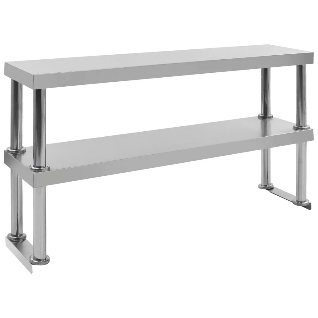 Keittiön työtason hylly 2 tasoa 120x30x65 cm ruostumaton teräs hinta ja tiedot | Keittiökalusteiden lisätarvikkeet | hobbyhall.fi