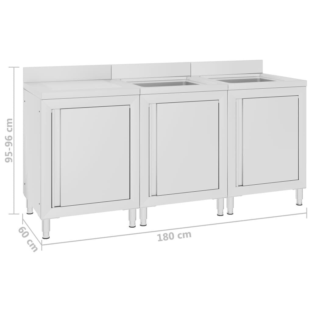 Kaupallinen tiskiallaskaappi 180x60x96 cm ruostumaton teräs hinta ja tiedot | Keittiön kaapit | hobbyhall.fi