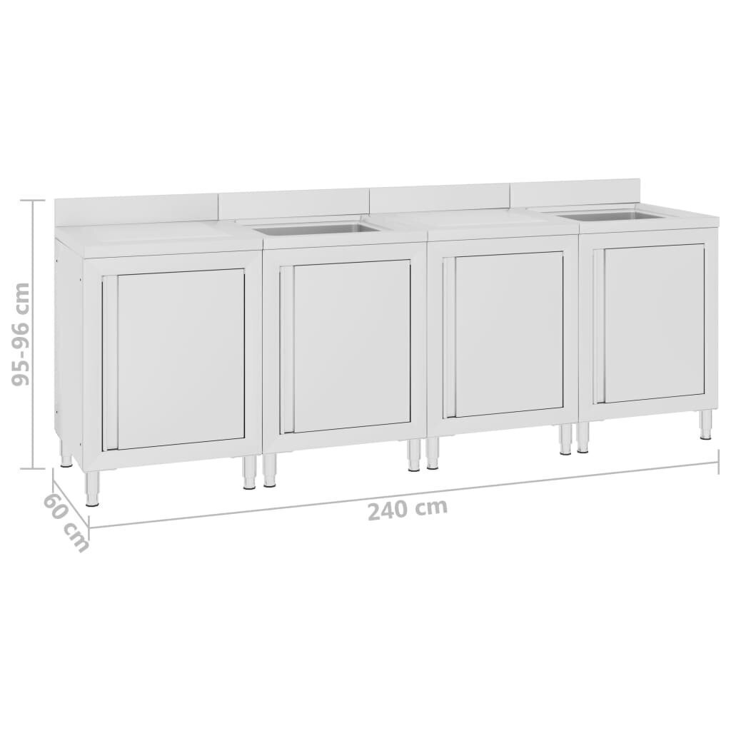 Kaupallinen tiskiallaskaappi 240x60x96 cm ruostumaton teräs hinta ja tiedot | Keittiön kaapit | hobbyhall.fi