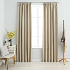 Pimennysverhot koukuilla 2 kpl beige 140x225 cm hinta ja tiedot | Verhot | hobbyhall.fi