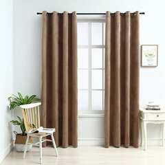 Pimennysverhot renkailla 2 kpl sametti beige 140x245 cm hinta ja tiedot | Verhot | hobbyhall.fi