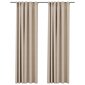 Pellavamaiset pimennysverhot koukuilla 2 kpl beige 140x245 cm hinta ja tiedot | Verhot | hobbyhall.fi