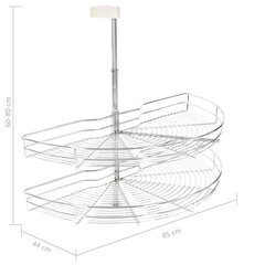 2-kerroksinen keittiön ritilähylly 180° hopea 85x44x80 cm hinta ja tiedot | Keittiövälineet | hobbyhall.fi