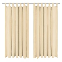 Mikro-satiiniverhot silmukoilla 2 kpl 140x175 cm Beige hinta ja tiedot | Verhot | hobbyhall.fi