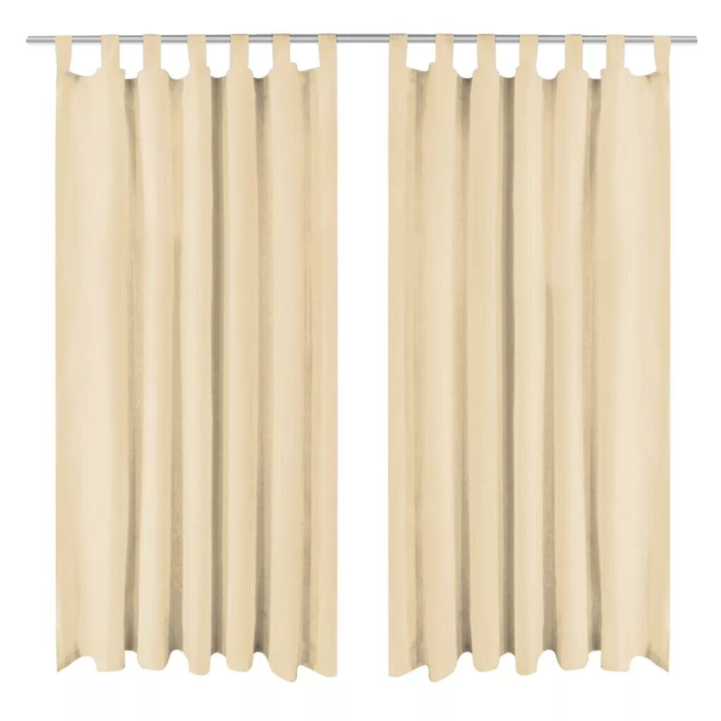 Mikro-satiiniverhot silmukoilla 2 kpl 140x175 cm Beige hinta ja tiedot | Verhot | hobbyhall.fi