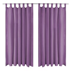 Mikro-satiiniverhot silmukoilla 2 kpl 140x225 cm Violetti hinta ja tiedot | Verhot | hobbyhall.fi