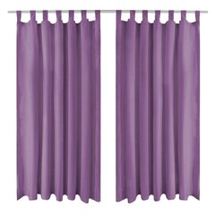 Mikro-satiiniverhot silmukoilla 2 kpl 140x245 cm Violetti hinta ja tiedot | Verhot | hobbyhall.fi