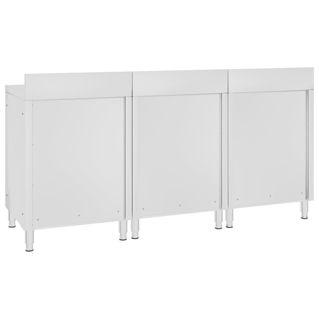 Kaupallinen työpöytä kaapilla 180x60x96 cm ruostumaton teräs hinta ja tiedot | Keittiön kaapit | hobbyhall.fi