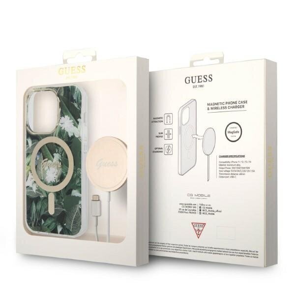 Guess asettaa tapauksessa + laturi iPhone 14 Pro Max 6,7 GUBPP14XHJEACSA vihreä kova kotelo Jungle MagSafe hinta ja tiedot | Puhelimen kuoret ja kotelot | hobbyhall.fi