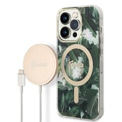 Guess asettaa tapauksessa + laturi iPhone 14 Pro Max 6,7 GUBPP14XHJEACSA vihreä kova kotelo Jungle MagSafe hinta ja tiedot | Puhelimen kuoret ja kotelot | hobbyhall.fi