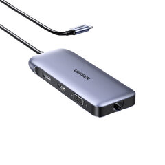 Sovitin UGREEN 70301 CM274 9in1 Type-C Sisään PD100W DP HDMI VGA 1000mbps 2USB3.0 SD/TF för HUAWEI Mate40/P50 Samsung S20 hinta ja tiedot | Adapterit | hobbyhall.fi