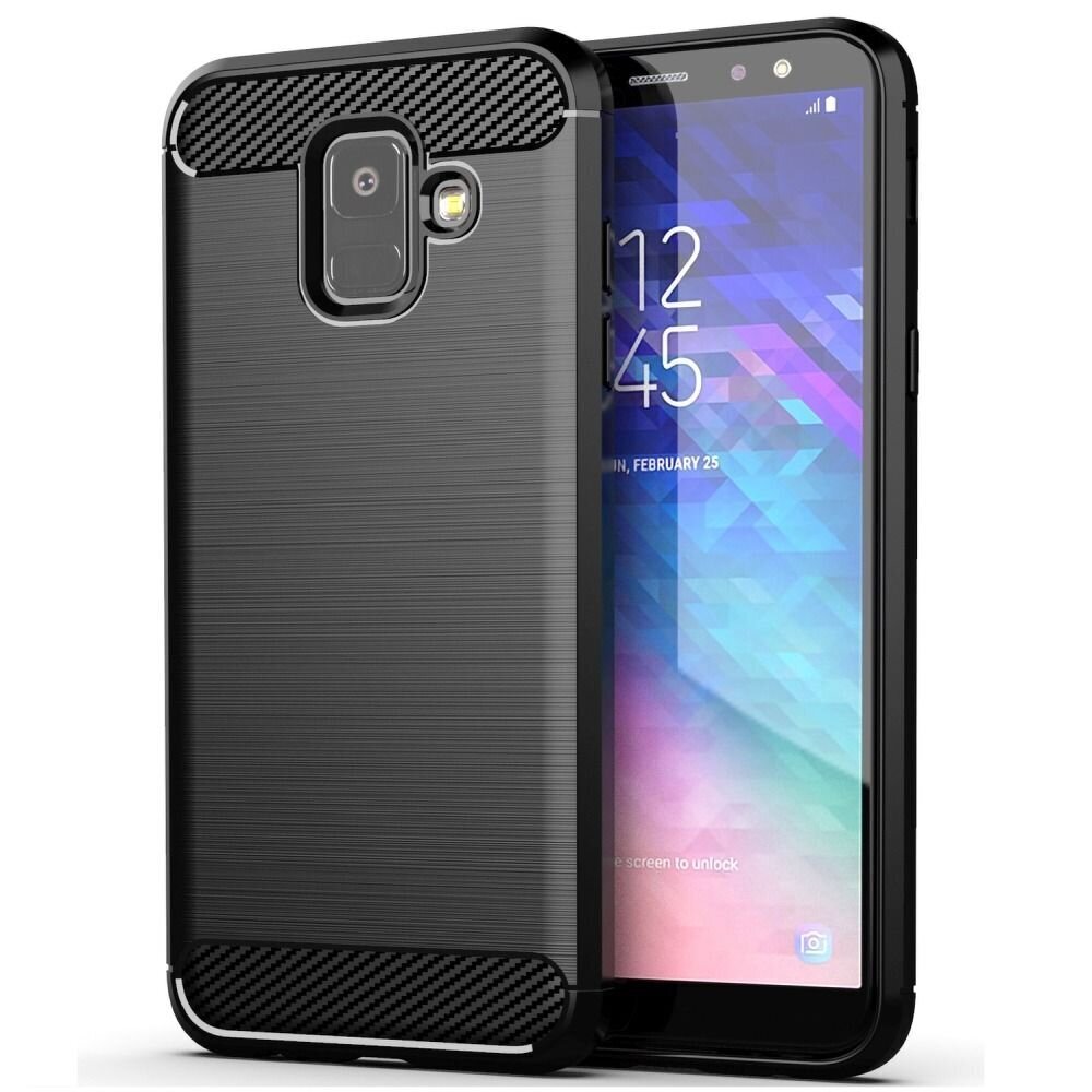 Carbon Case varten Samsung Galaxy A6 ( A6 2018 ) musta hinta ja tiedot | Puhelimen kuoret ja kotelot | hobbyhall.fi