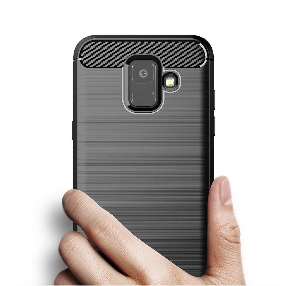 Carbon Case varten Samsung Galaxy A6 ( A6 2018 ) musta hinta ja tiedot | Puhelimen kuoret ja kotelot | hobbyhall.fi