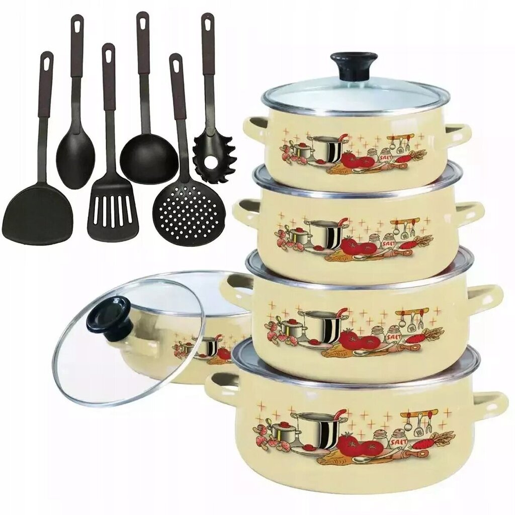 Klausberg Enamel Kitchen Pot Set 10 kpl hinta ja tiedot | Kattilat ja painekattilat | hobbyhall.fi