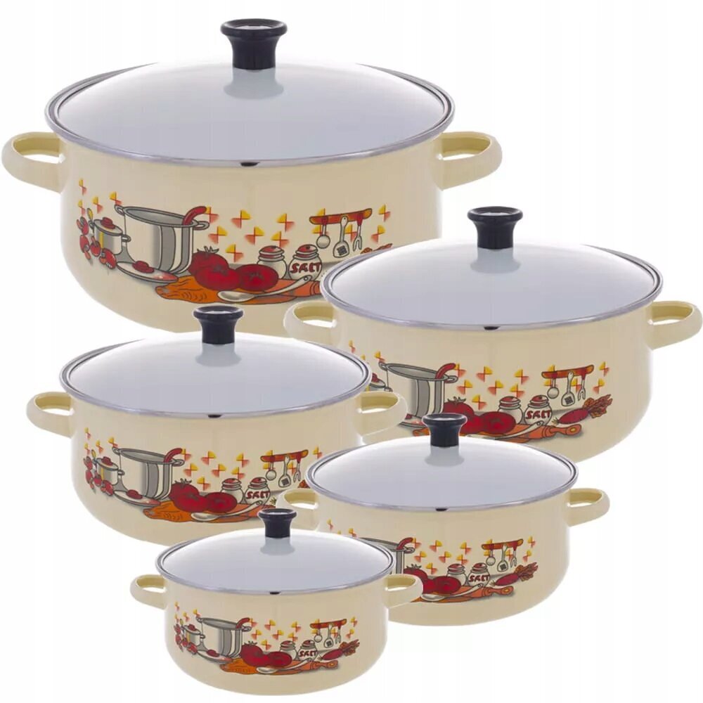 Klausberg Enamel Kitchen Pot Set 10 kpl hinta ja tiedot | Kattilat ja painekattilat | hobbyhall.fi