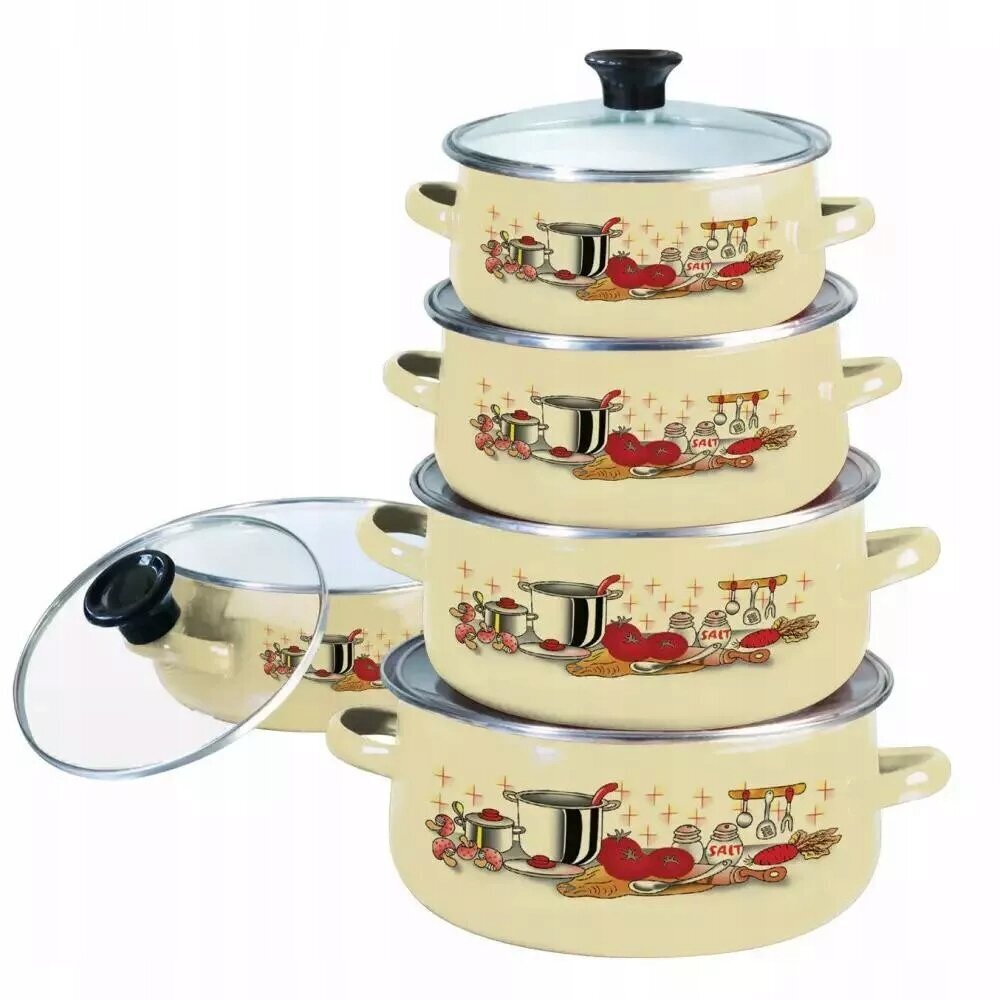 Klausberg Enamel Kitchen Pot Set 10 kpl hinta ja tiedot | Kattilat ja painekattilat | hobbyhall.fi