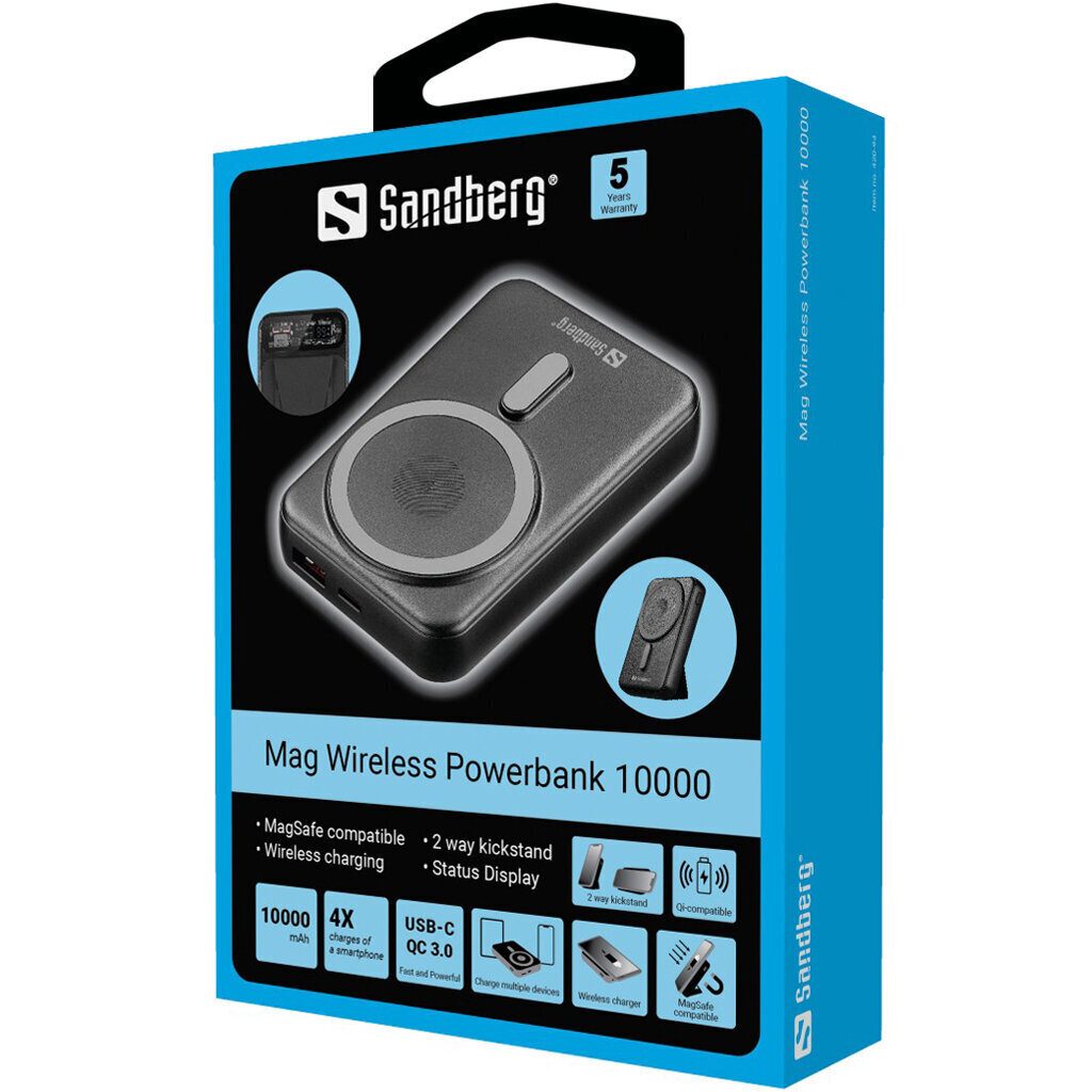 Sandberg 420-94 Mag Wireless Powerbank 10000 hinta ja tiedot | Varavirtalähteet | hobbyhall.fi