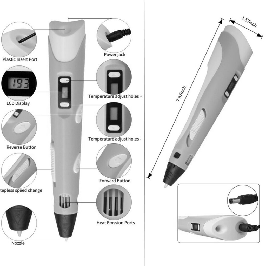 iLike Mega Set 3D-tulostuskynä 8 lisävarusteella + kovakotelo 12V virtalähde 220V vaaleanpunainen hinta ja tiedot | Älylaitteiden lisätarvikkeet | hobbyhall.fi