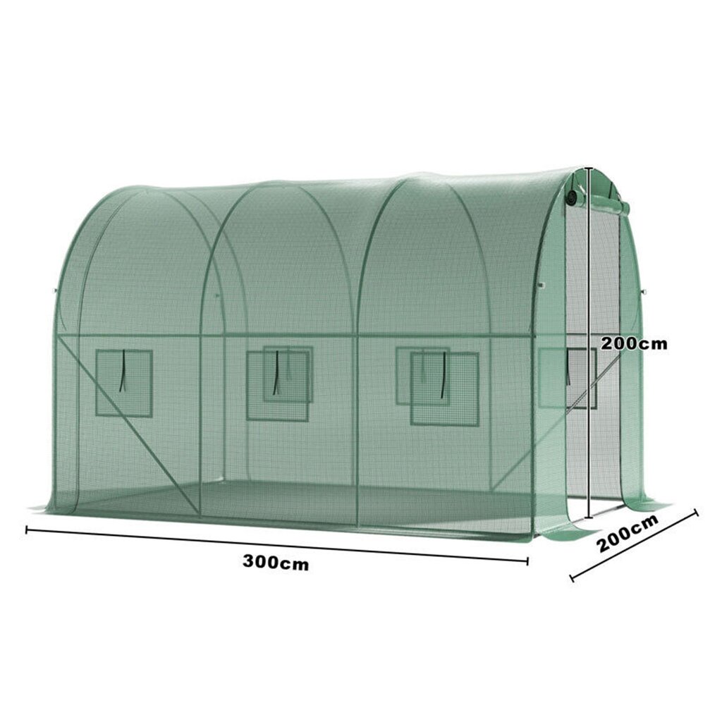 Kasvihuone puutarhan foliotunneli, monivuotinen metallirunko, vihreä folio 2x3x2m hinta ja tiedot | Kasvihuoneet | hobbyhall.fi