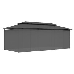 Huvimaja verhoilla 600x298x270 cm antrasiitti hinta ja tiedot | Puutarhapaviljongit | hobbyhall.fi