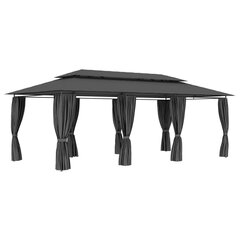 Huvimaja verhoilla 600x298x270 cm antrasiitti hinta ja tiedot | Puutarhapaviljongit | hobbyhall.fi