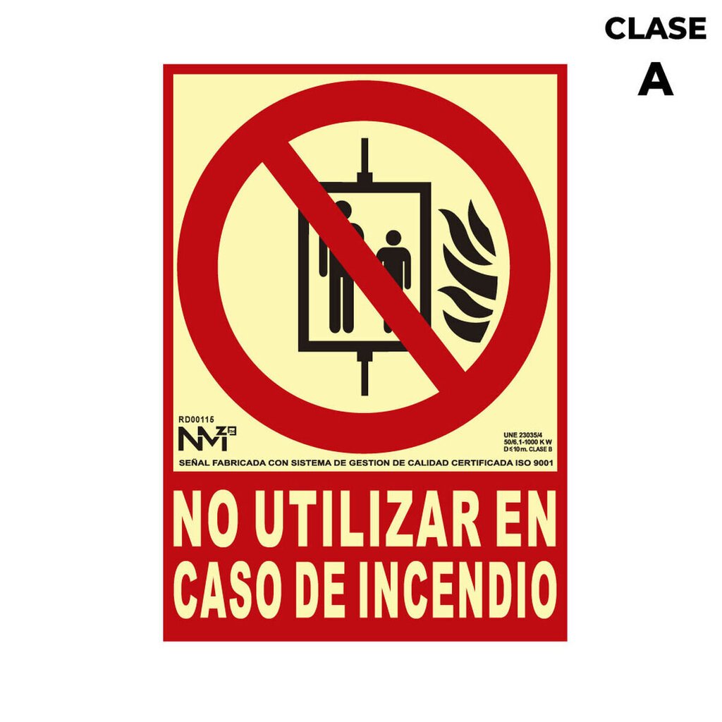 Kyltti Normaluz No utilizar en caso de incendio PVC (21 x 30 cm) hinta ja tiedot | Informaatioteipit | hobbyhall.fi