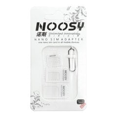 Sovitin Nano SIM/Micro, Micro Sim/Nano Sim (NOOSY 3in1) valkoinen hinta ja tiedot | Puhelimen osat ja korjaustyökalut | hobbyhall.fi