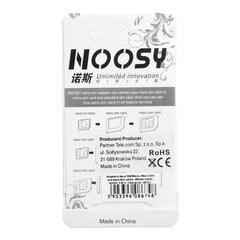 Sovitin Nano SIM/Micro, Micro Sim/Nano Sim (NOOSY 3in1) valkoinen hinta ja tiedot | Puhelimen osat ja korjaustyökalut | hobbyhall.fi