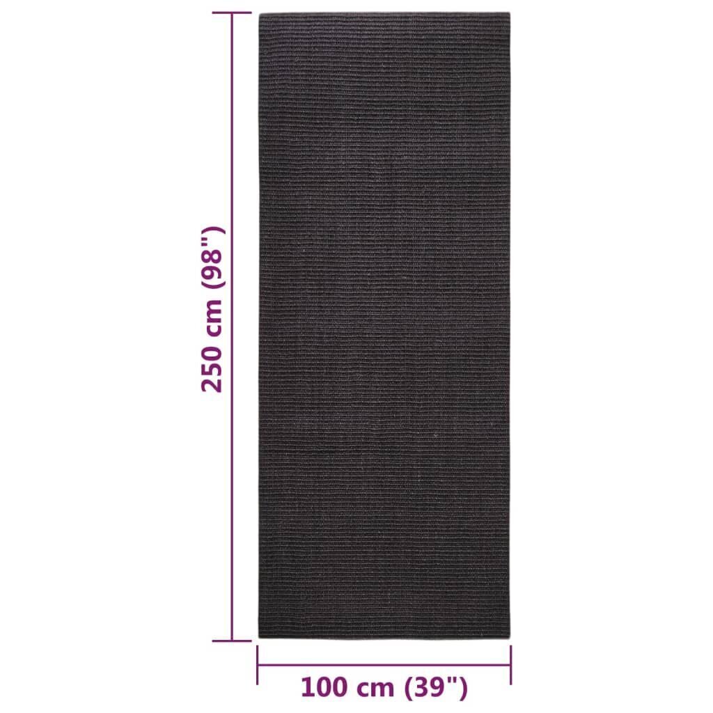 Matto luonnollinen sisal 100x250 cm musta hinta ja tiedot | Isot matot | hobbyhall.fi