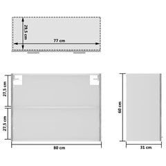 Seinäkaappi lasilla betoninharmaa 80x31x60 cm lastulevy hinta ja tiedot | Keittiön kaapit | hobbyhall.fi