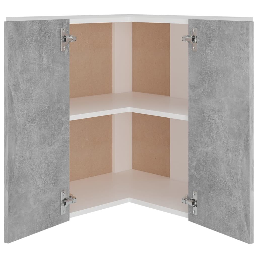 Seinäkulmakaappi betoninharmaa 57x57x60 cm lastulevy hinta ja tiedot | Keittiön kaapit | hobbyhall.fi