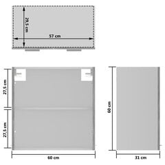 Seinäkaappi lasilla betoninharmaa 60x31x60 cm lastulevy hinta ja tiedot | Keittiön kaapit | hobbyhall.fi