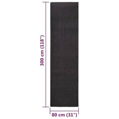 Matto luonnollinen sisal 80x300 cm musta hinta ja tiedot | Isot matot | hobbyhall.fi