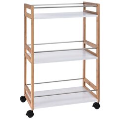 Excellent Houseware Tarjoiluvaunu 51x30x80 cm bambu beige ja valkoinen hinta ja tiedot | Keittiön kaapit | hobbyhall.fi