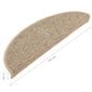 Itsekiinnittyvät porrasmatot 15 kpl 56x17x3 cm tumma beige hinta ja tiedot | Isot matot | hobbyhall.fi