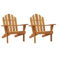 Adirondack puutarhatuolit 2 kpl 79x95x92 cm täysi tiikki hinta ja tiedot | Puutarhatuolit | hobbyhall.fi