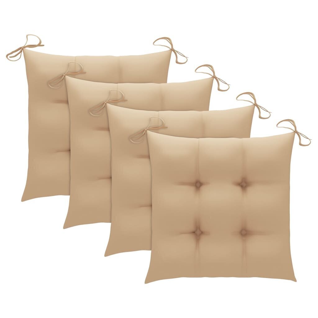 Tuolityynyt, 4 kpl, 40x40x7 cm, beige hinta ja tiedot | Istuintyynyt, pehmusteet ja päälliset | hobbyhall.fi