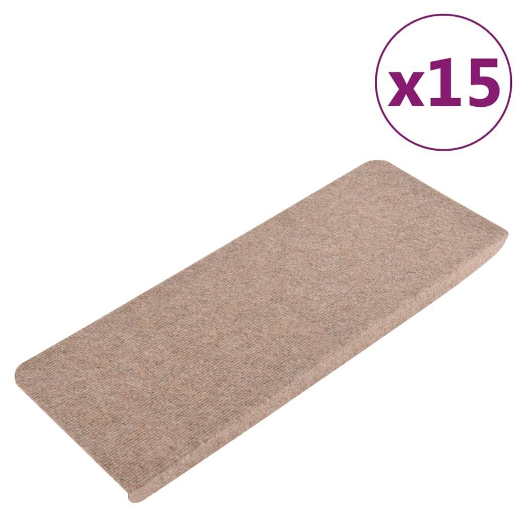 Itsekiinnittyvät porrasmatot 15 kpl 65x24,5x3,5 cm beige hinta ja tiedot | Isot matot | hobbyhall.fi