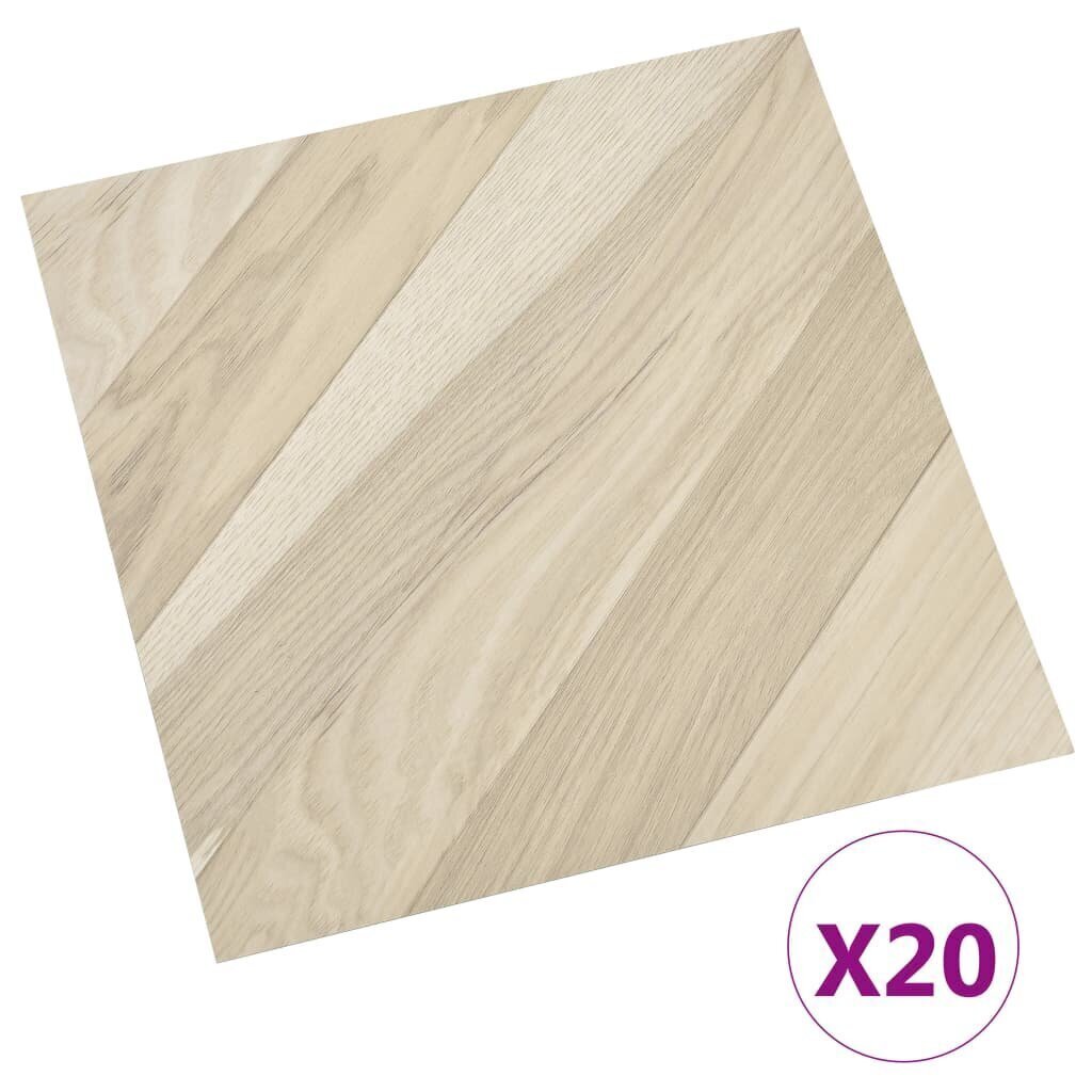 Itsekiinnittyvät lattialankut 20 kpl PVC 1,86 m² beige raidat hinta ja tiedot | Isot matot | hobbyhall.fi