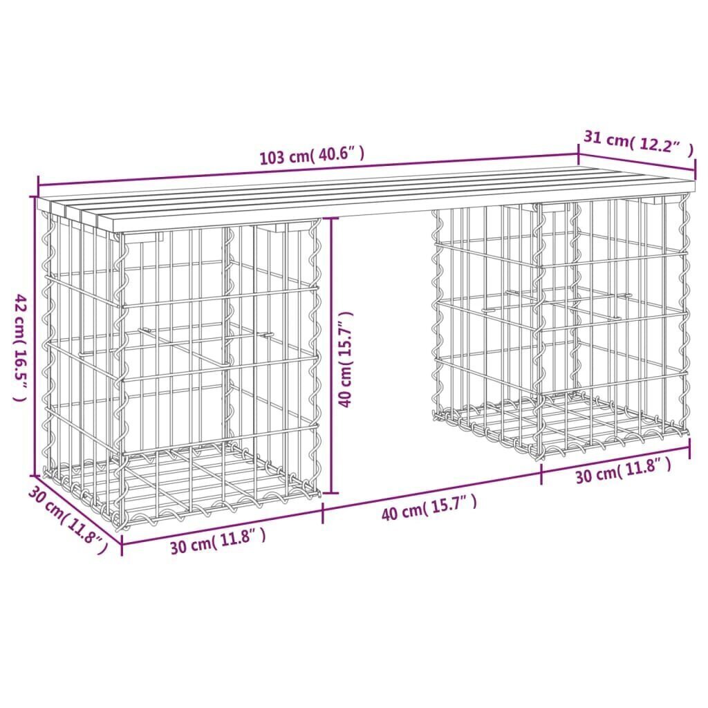 Puutarhapenkki kivikori tyyli 103x31x42 cm kyllästetty mänty hinta ja tiedot | Puutarhapenkit | hobbyhall.fi