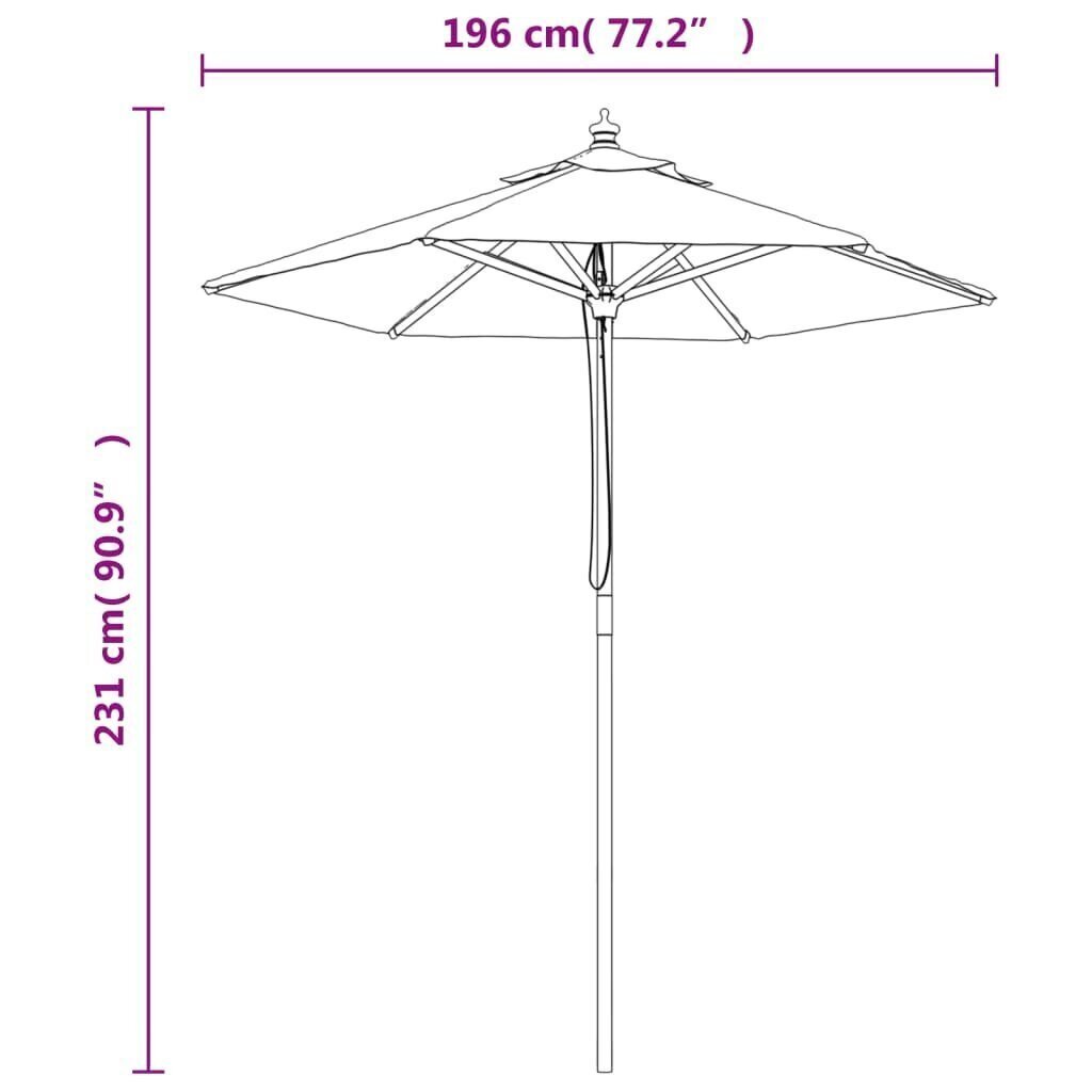 Puutarhan aurinkovarjo puutolppa hiekka 196x231 cm hinta ja tiedot | Aurinkovarjot ja markiisit | hobbyhall.fi