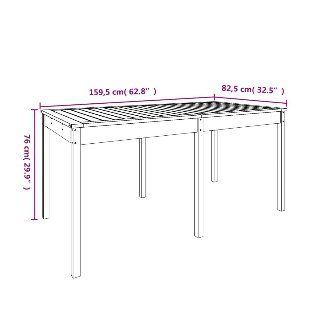 Puutarhapöytä 159,5x82,5x76 cm täysi mänty hinta ja tiedot | Puutarhapöydät | hobbyhall.fi