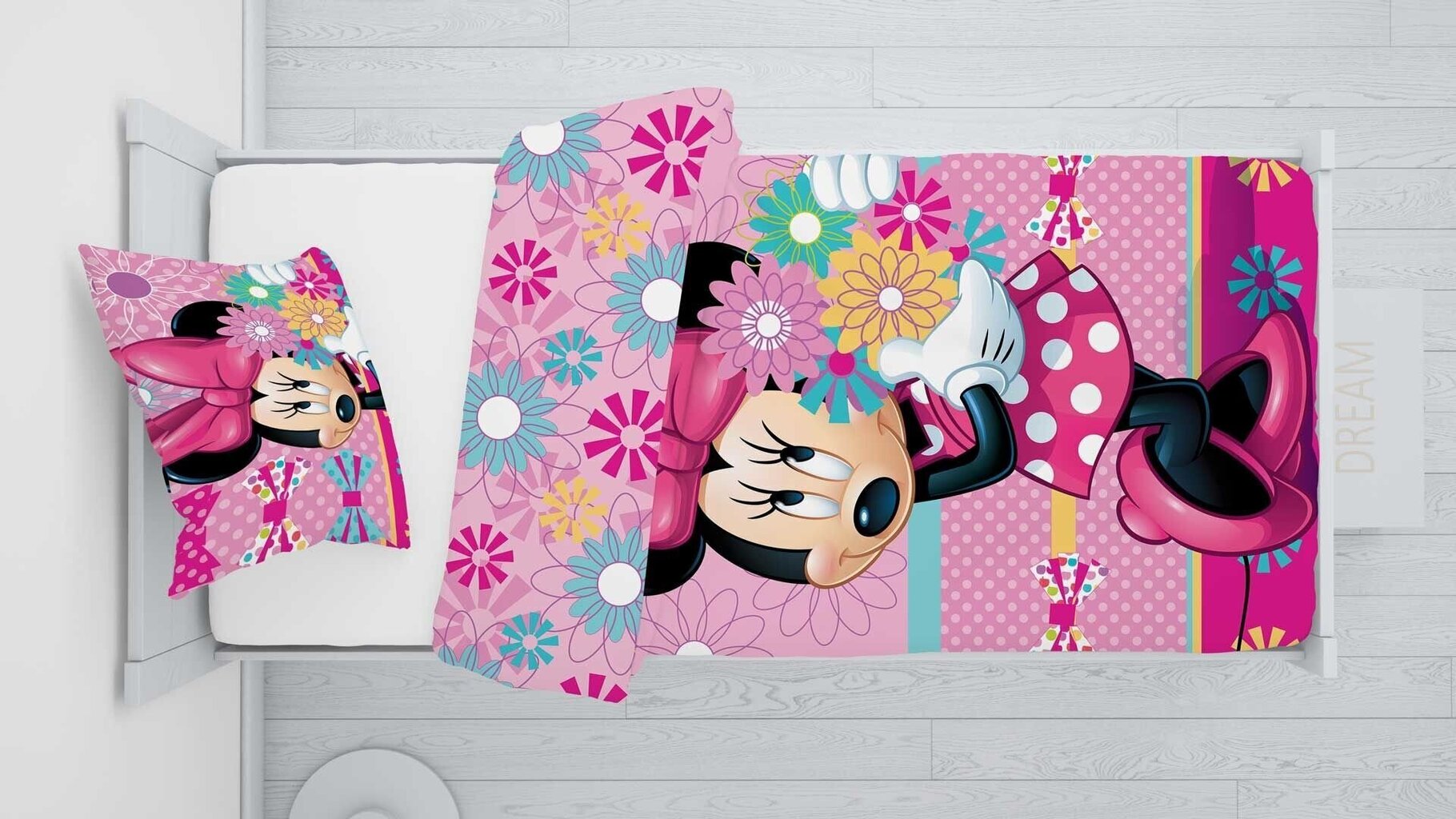 Minnie -pussilakanasetti, 140 x 200 cm + 1 tyynyliina 70 x 90 cm hinta ja tiedot | Vuodevaatteet lapsille | hobbyhall.fi