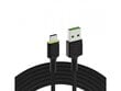 Green Cell -kaapeli USB-kaapeli - USB-C 120 cm vihreällä LED-taustavalolla, tukee nopeaa ultralatausta, QC 3.0. hinta ja tiedot | Puhelinkaapelit | hobbyhall.fi